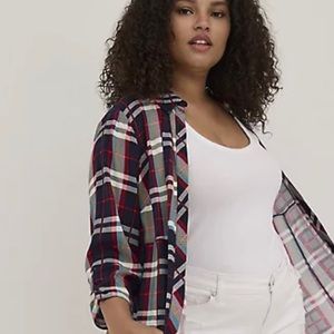 Torrid Maxi Kimono Challis Plaid Red & Blue Size 1 NWT